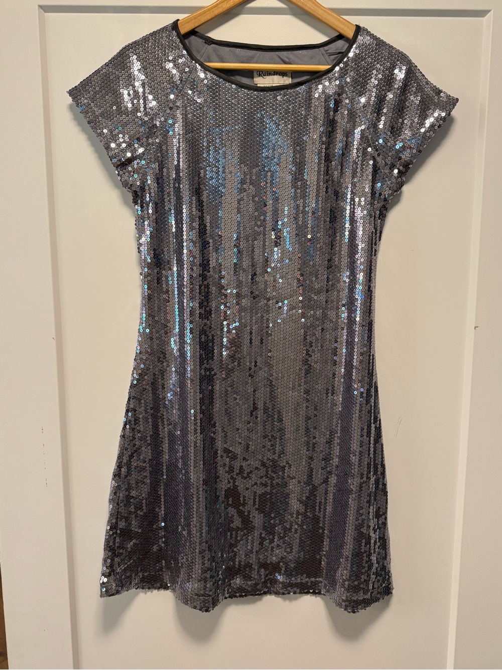 Silver Sequin Short Sleeve Mini Dress